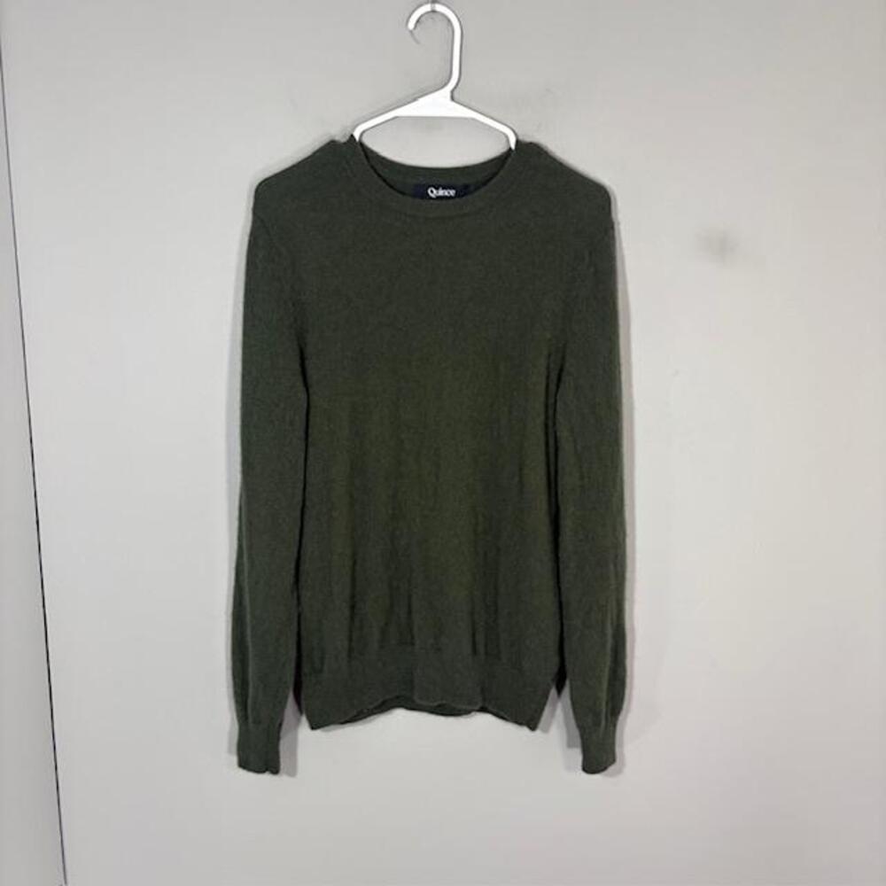 Quince Sweater Womens Medium Olive Green 100% Cashmere Crewneck Pullover Knit